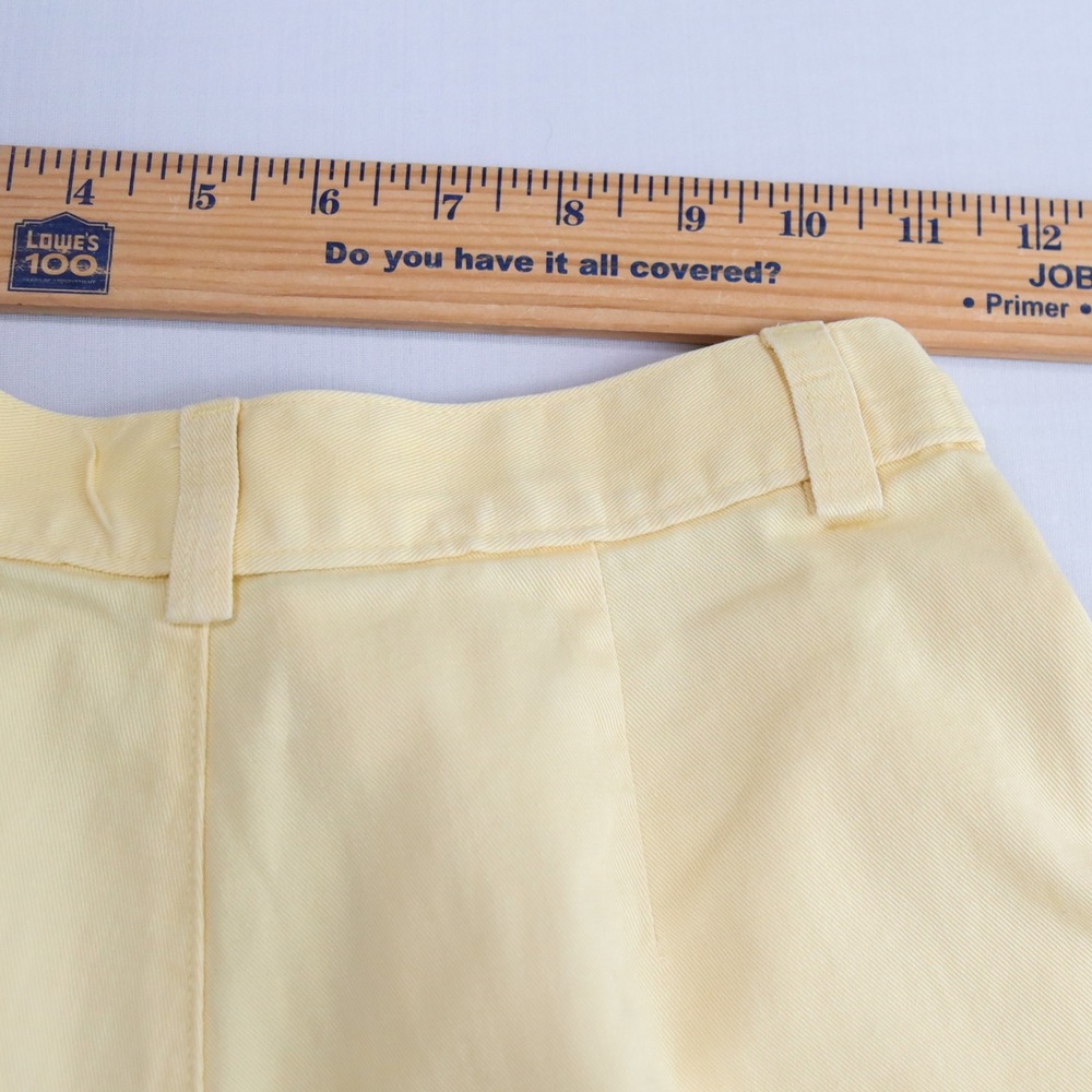 Ralph Lauren Pleated Shorts Women 6 Yellow Vintage 90s Cotton High Rise Red Pony - Picture 7 of 13